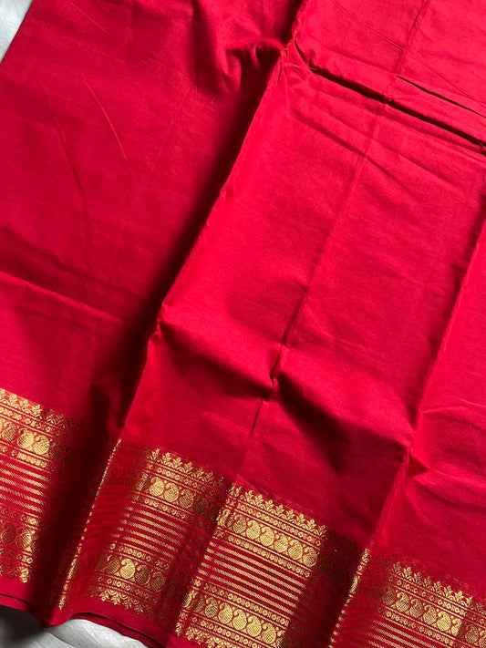 Subtle Weaves | Red Kanchi Cotton Saree
