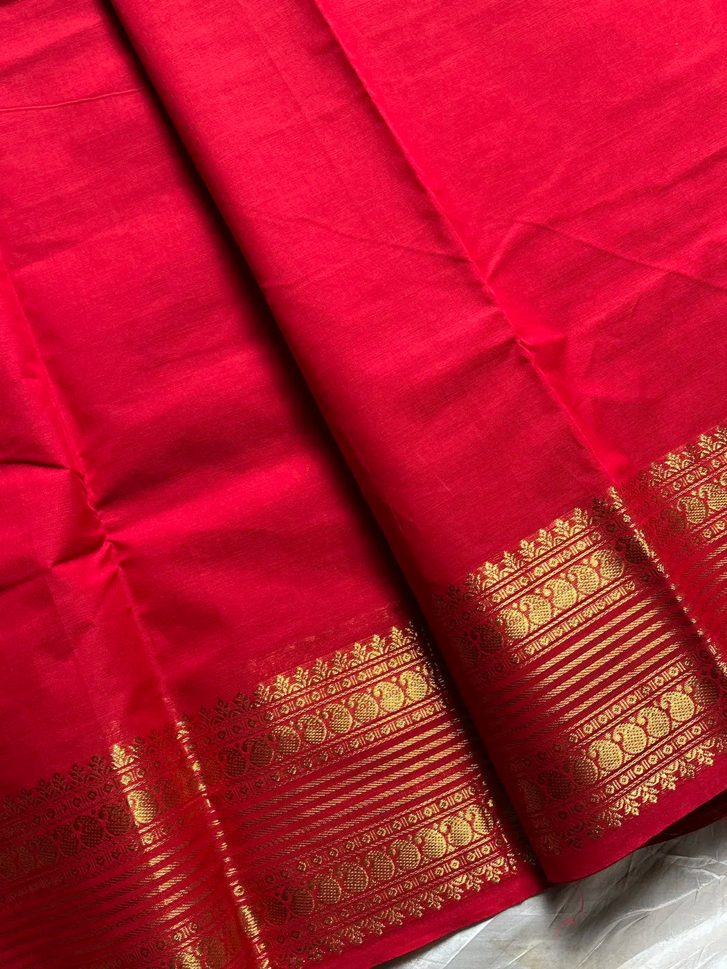 Subtle Weaves | Red Kanchi Cotton Saree