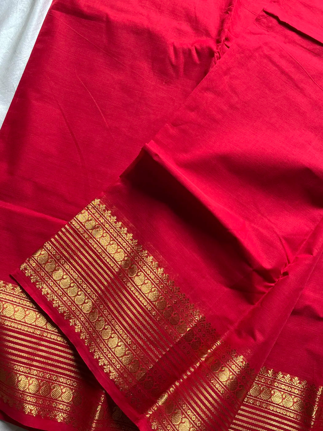 Subtle Weaves | Red Kanchi Cotton Saree