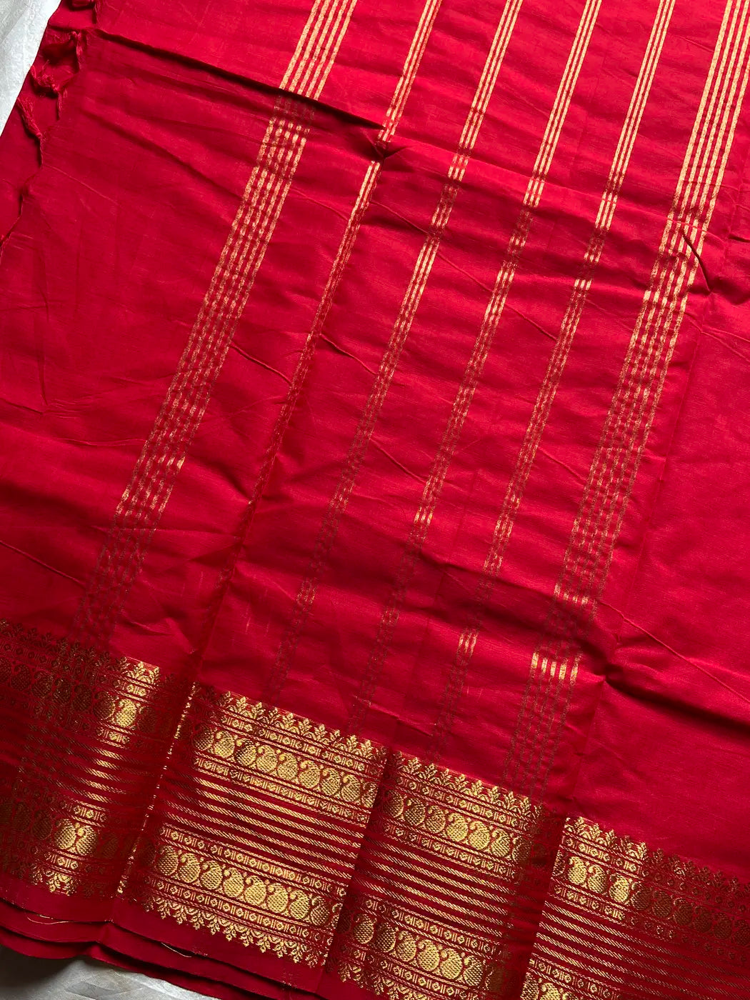 Subtle Weaves | Red Kanchi Cotton Saree
