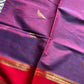 Kanchi Silkcotton Saree - Violet & Red