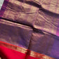 Kanchi Silkcotton Saree - Violet & Red