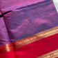 Kanchi Silkcotton Saree - Violet & Red
