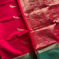 Kanchi Silkcotton Saree - Red & Green