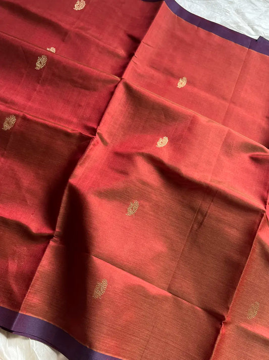 Kanchi Silkcotton saree - Antique Copper