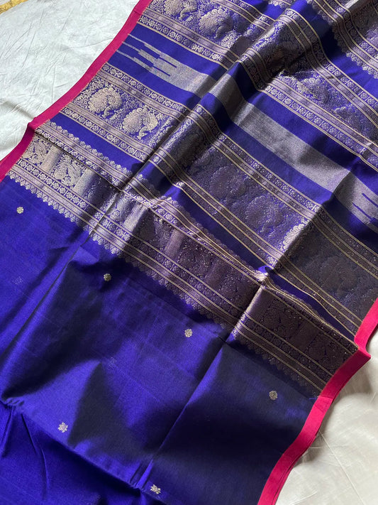 Pattu Nool Edit | Kanchi Silkcotton saree - Blue