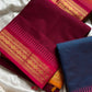 Ganga Jamuna Borders – Maroon Kanchi Cotton Saree