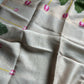 Handloom Silk Linen Jamdaani Saree - Cream White