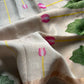 Handloom Silk Linen Jamdaani Saree - Cream White