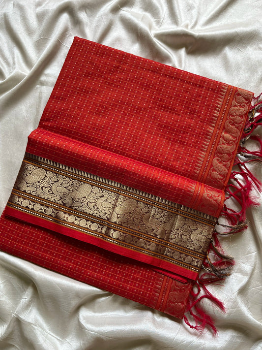 Kanchi SilkCotton Saree - Orange