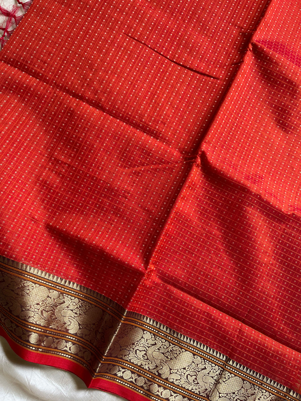 Kanchi SilkCotton Saree - Orange