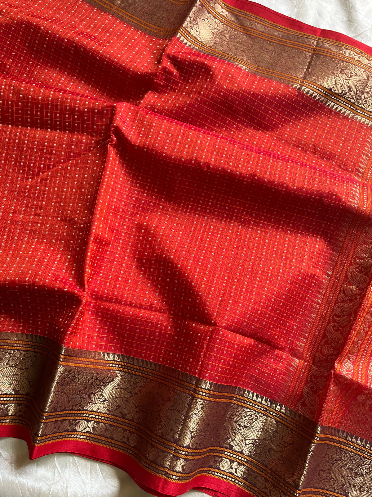 Kanchi SilkCotton Saree - Orange