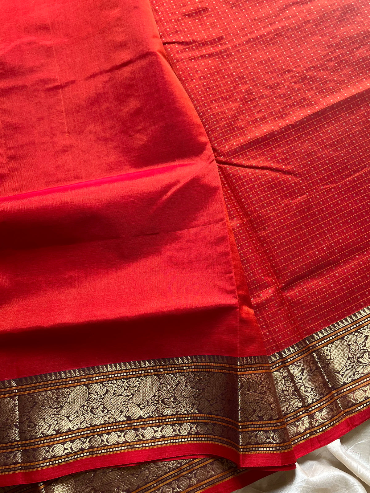 Kanchi SilkCotton Saree - Orange