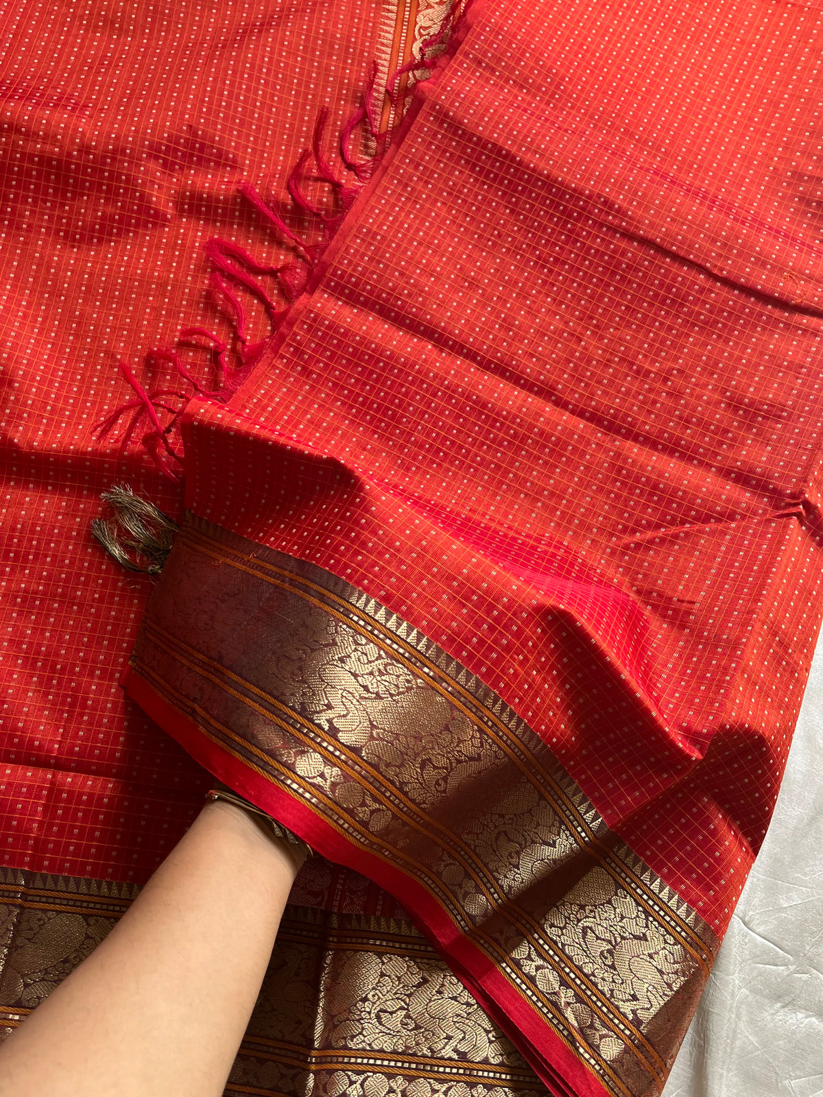 Kanchi SilkCotton Saree - Orange