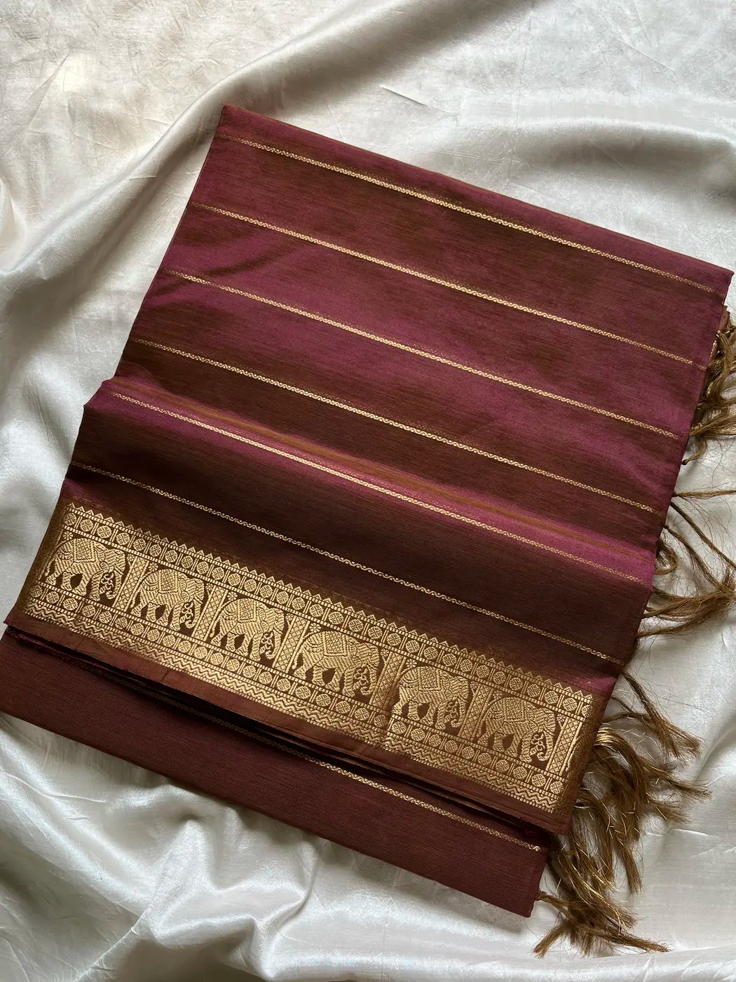 Kanchi Velthari SilkCotton Saree - Woodland Rose