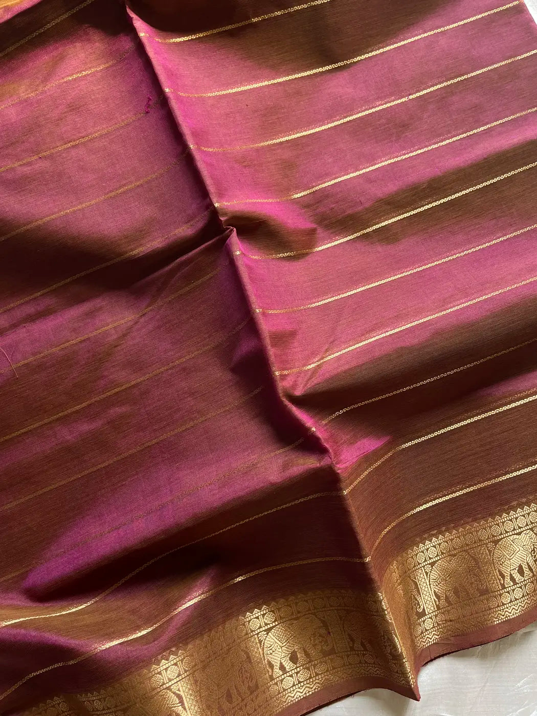 Kanchi Velthari SilkCotton Saree - Woodland Rose