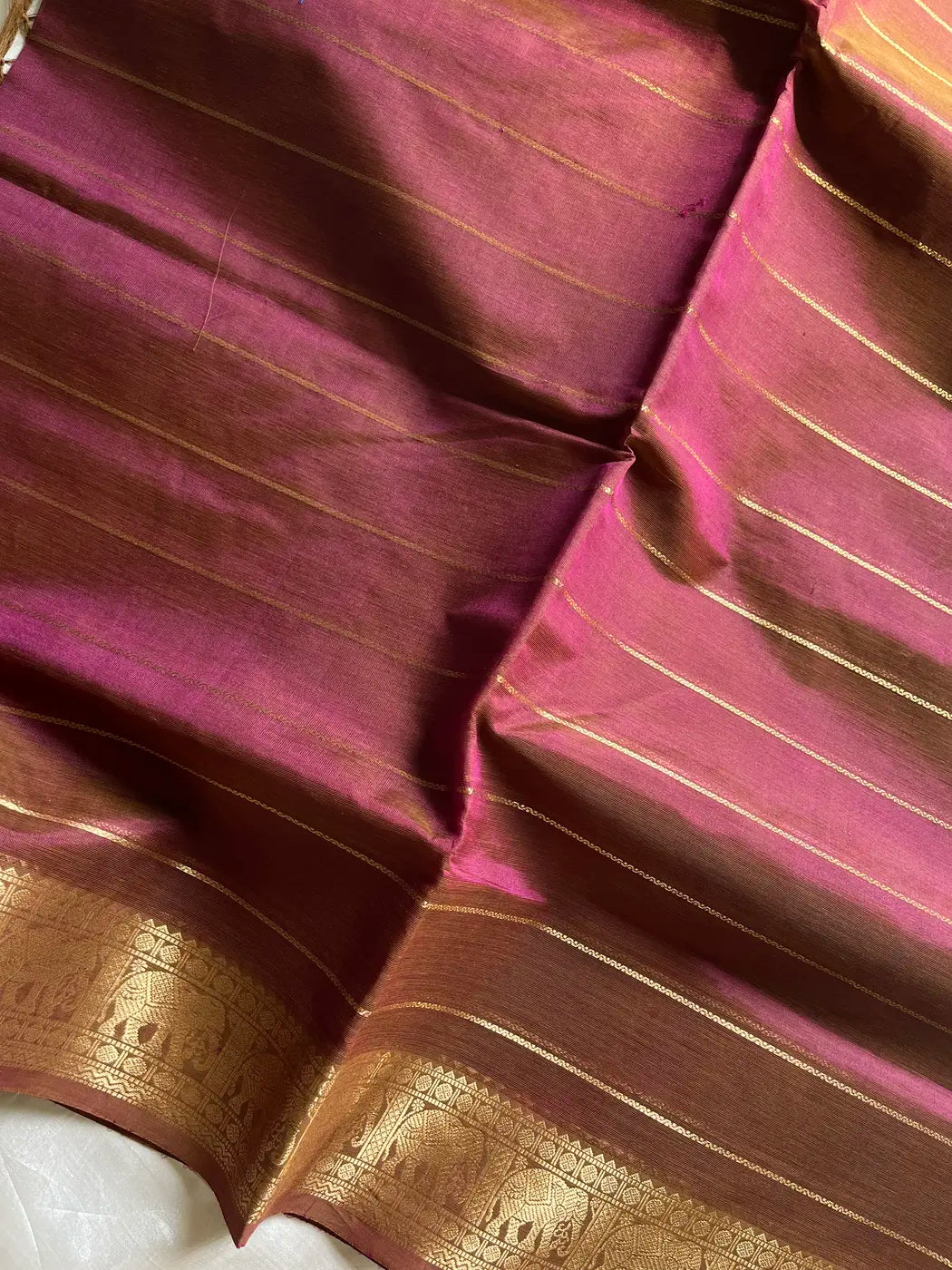 Kanchi Velthari SilkCotton Saree - Woodland Rose