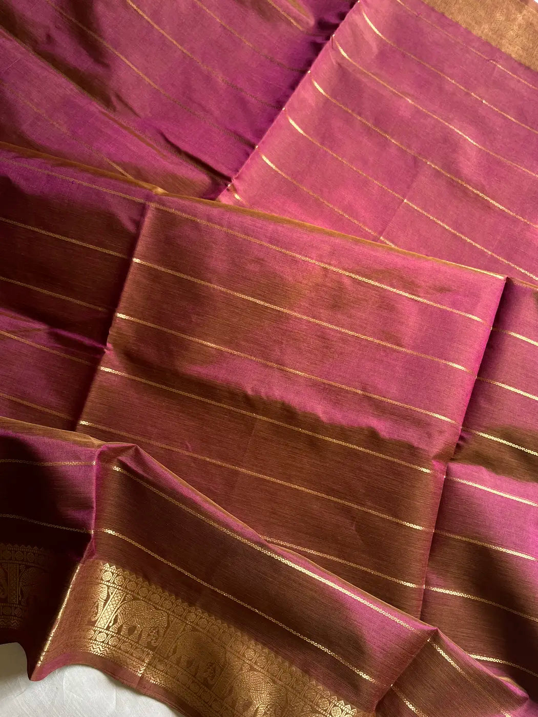 Kanchi Velthari SilkCotton Saree - Woodland Rose