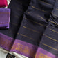 Black Sungudi cotton saree in Velthari pattern with violet border – House of Thansha