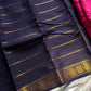 Dark pink Sungudi cotton saree with navy blue border and Velthari pattern – House of Thansha