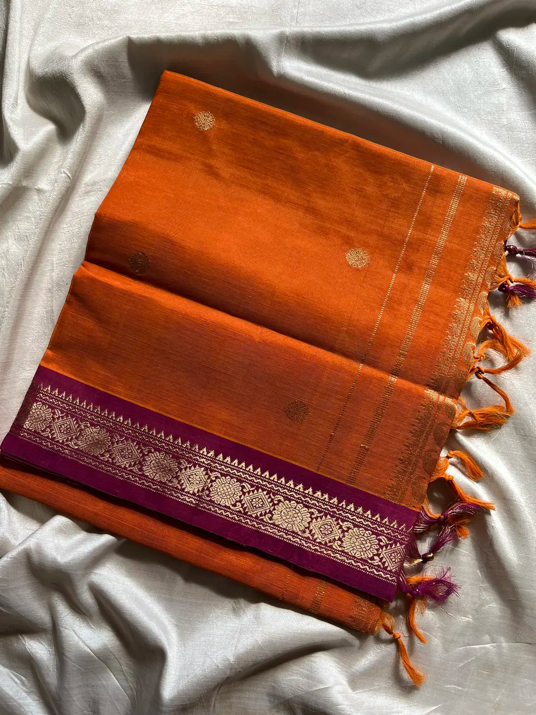 Kanchi Silkcotton Saree - Orange