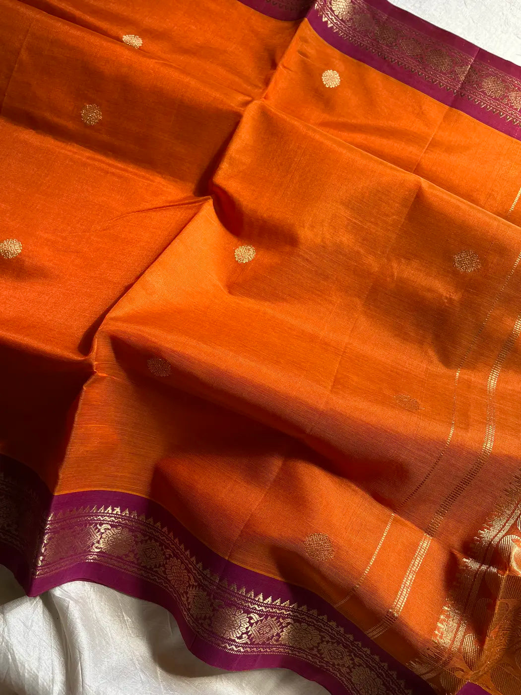 Kanchi Silkcotton Saree - Orange