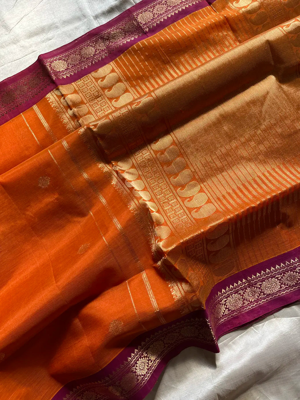 Kanchi Silkcotton Saree - Orange