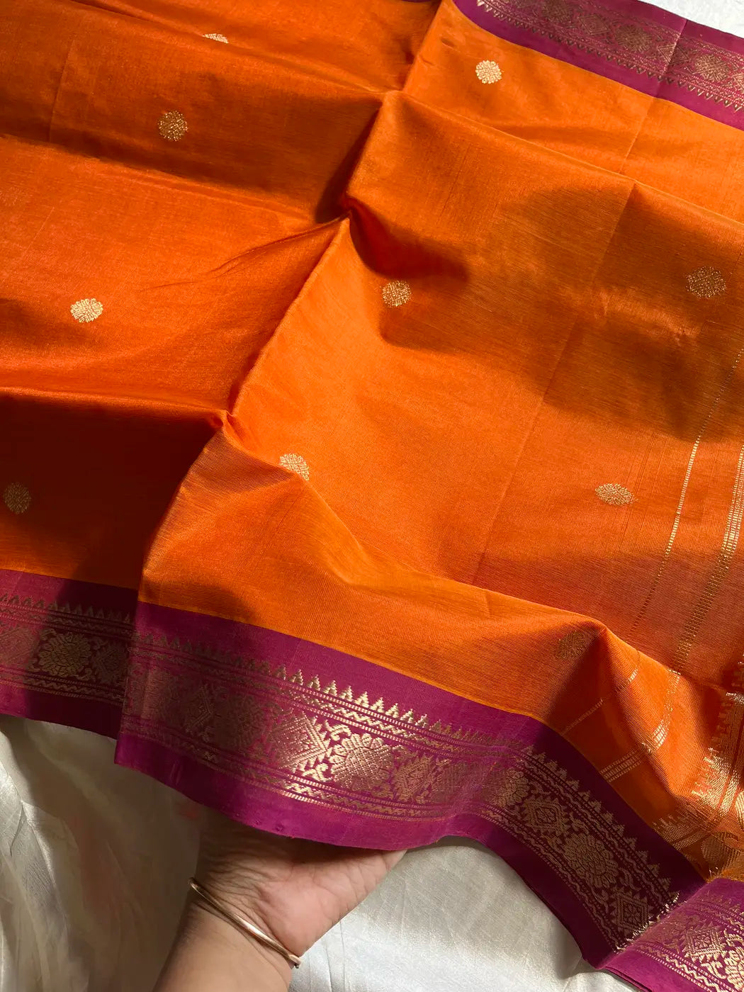 Kanchi Silkcotton Saree - Orange