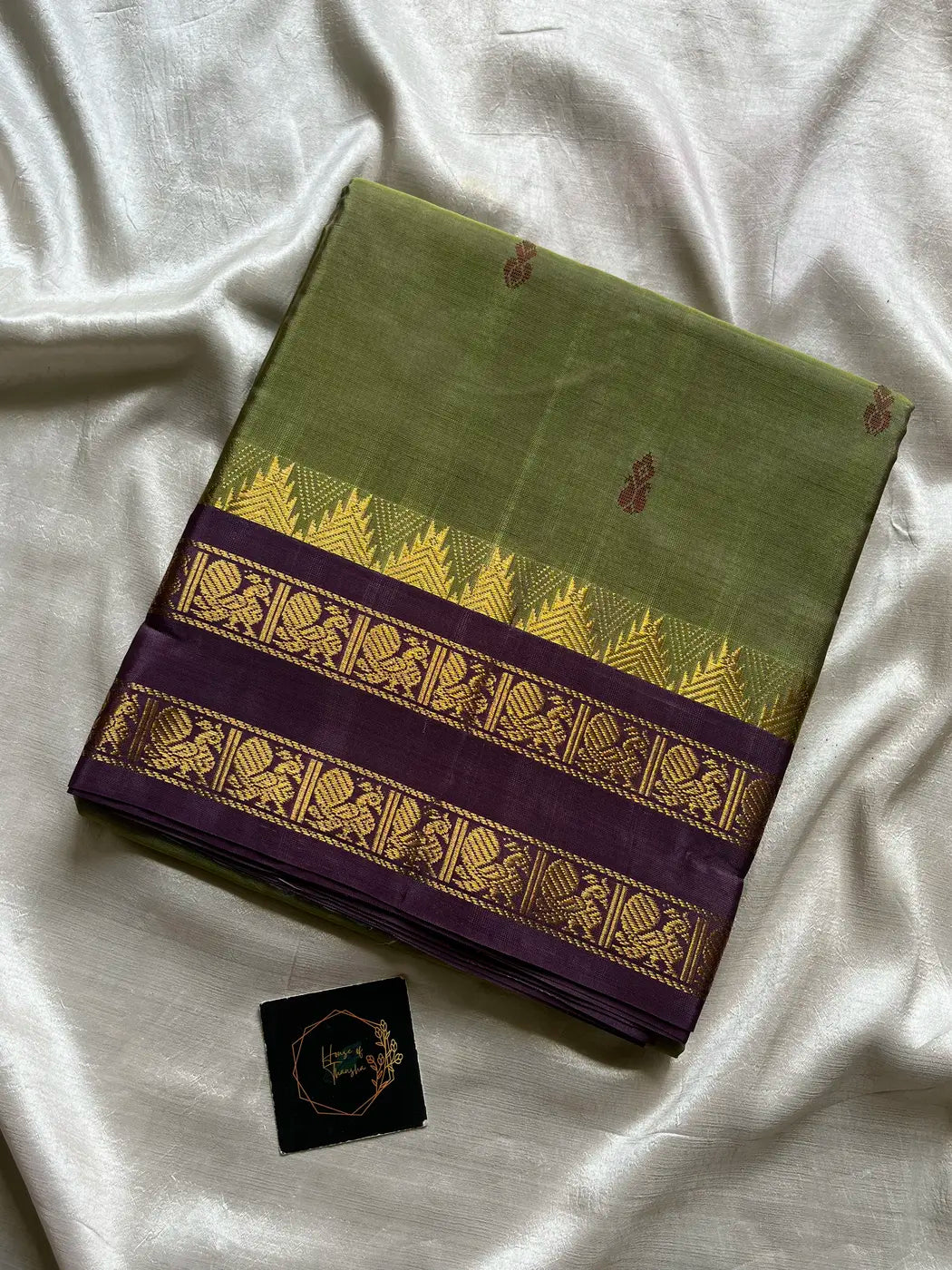 Vegan Silks | Chinnalampattu Saree – Antique Olive