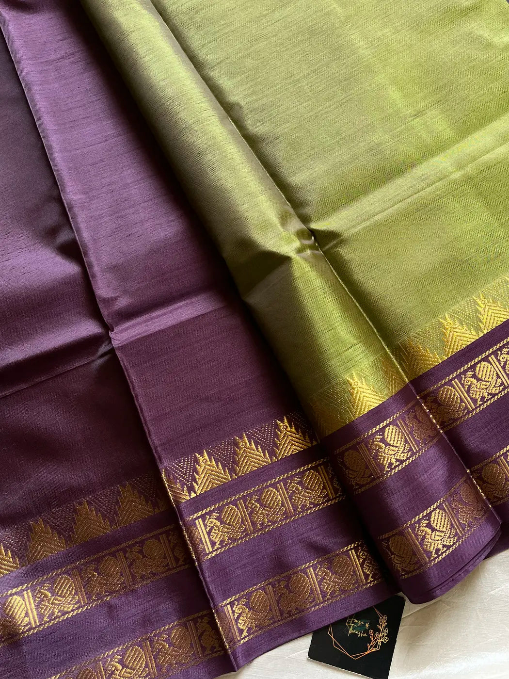 Vegan Silks | Chinnalampattu Saree – Antique Olive