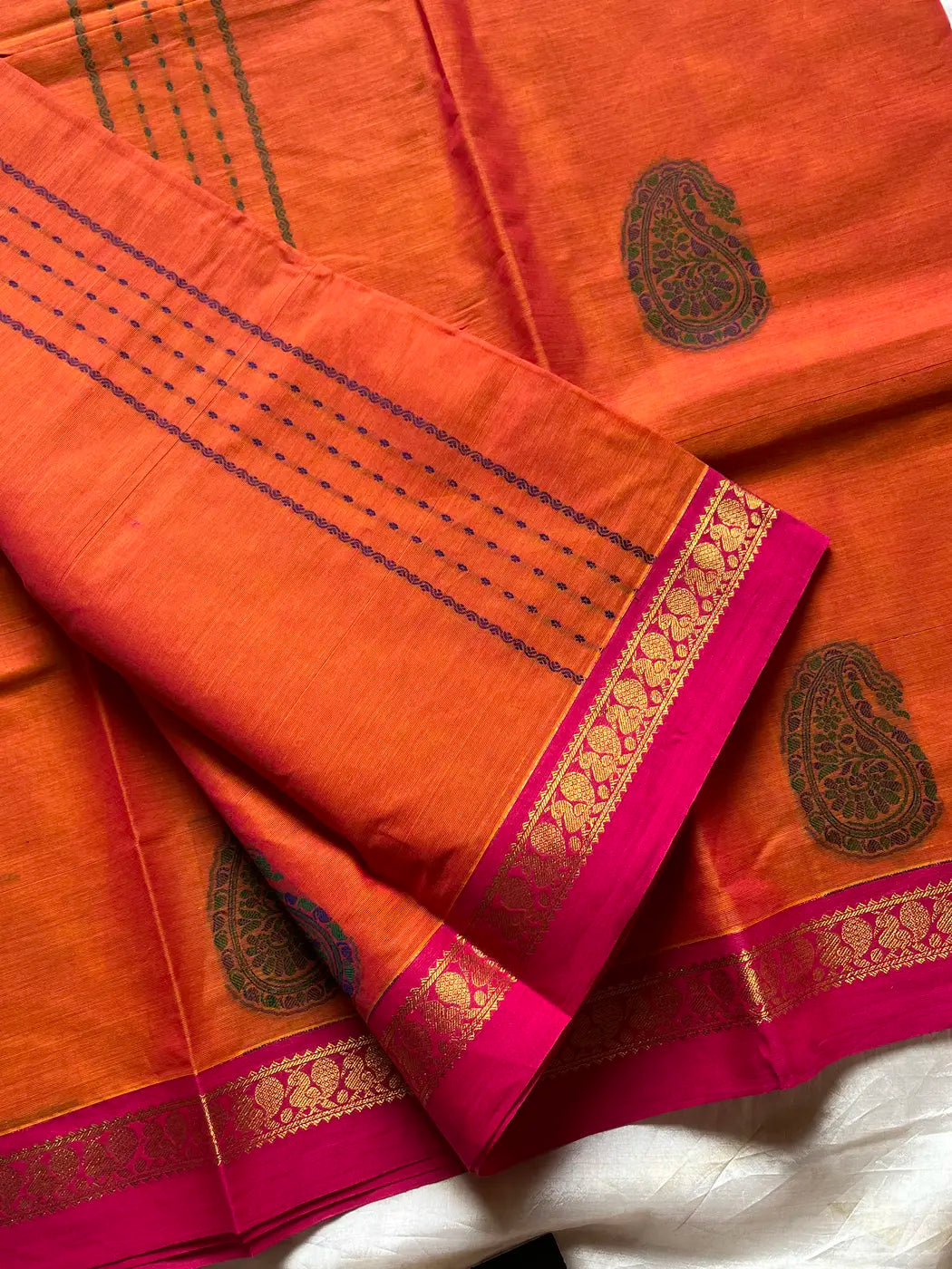 Zari & Thread Edit | Kanchi Cottons – Orange