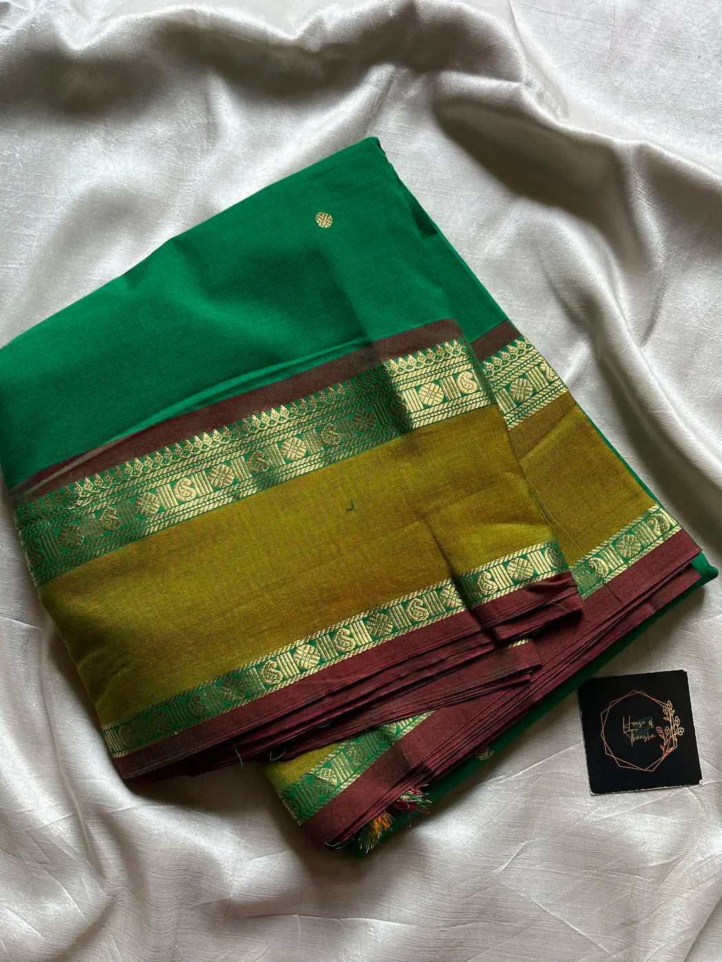 Throne Edit – Green 120 Counts Mercerised Kanchi Cotton Saree