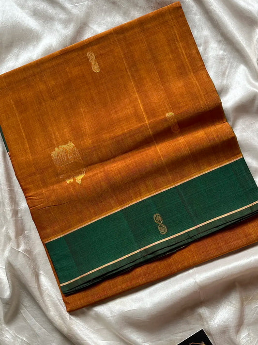 Vegan Silk Saree – Golden Ochre Handloom Art Silk