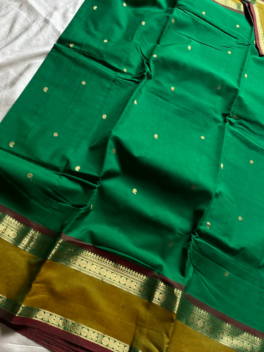Throne Edit – Green 120 Counts Mercerised Kanchi Cotton Saree