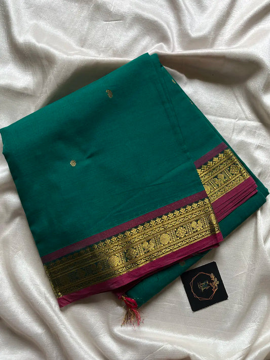 Throne Edit – Dark green 120 Counts Mercerised Kanchi Cotton Saree