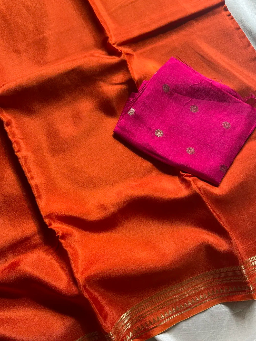 Semi Mysore Silk Saree – Orange