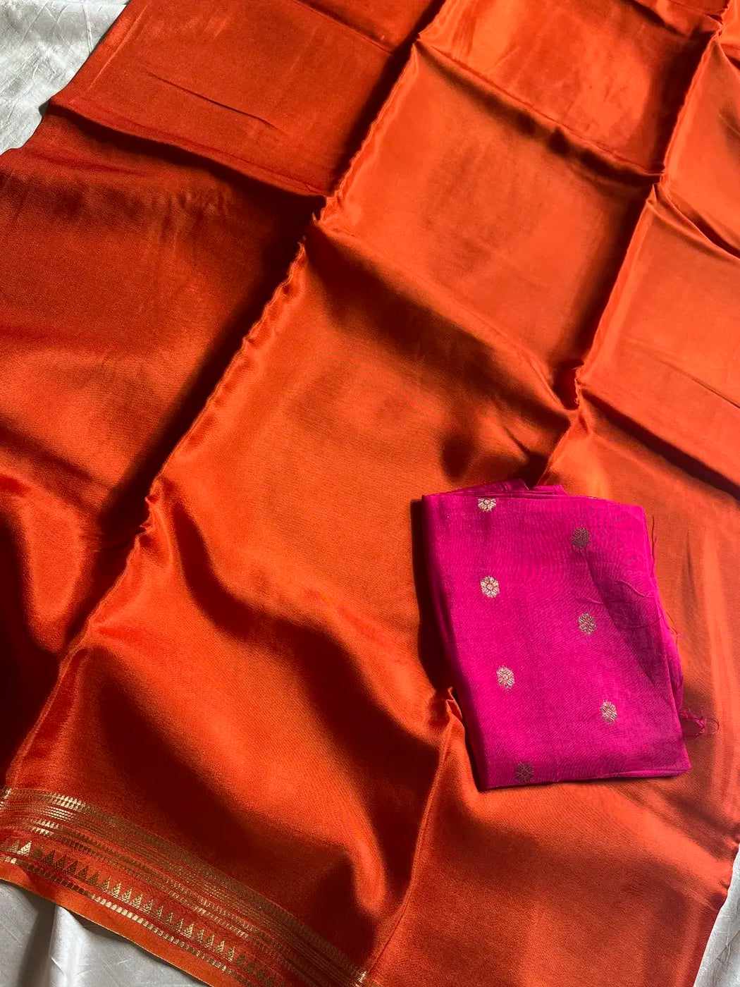Semi Mysore Silk Saree – Orange