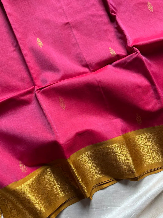 Throne Edit – Pink & Yellow 120 Counts Mercerised Chettinadu Cotton Saree