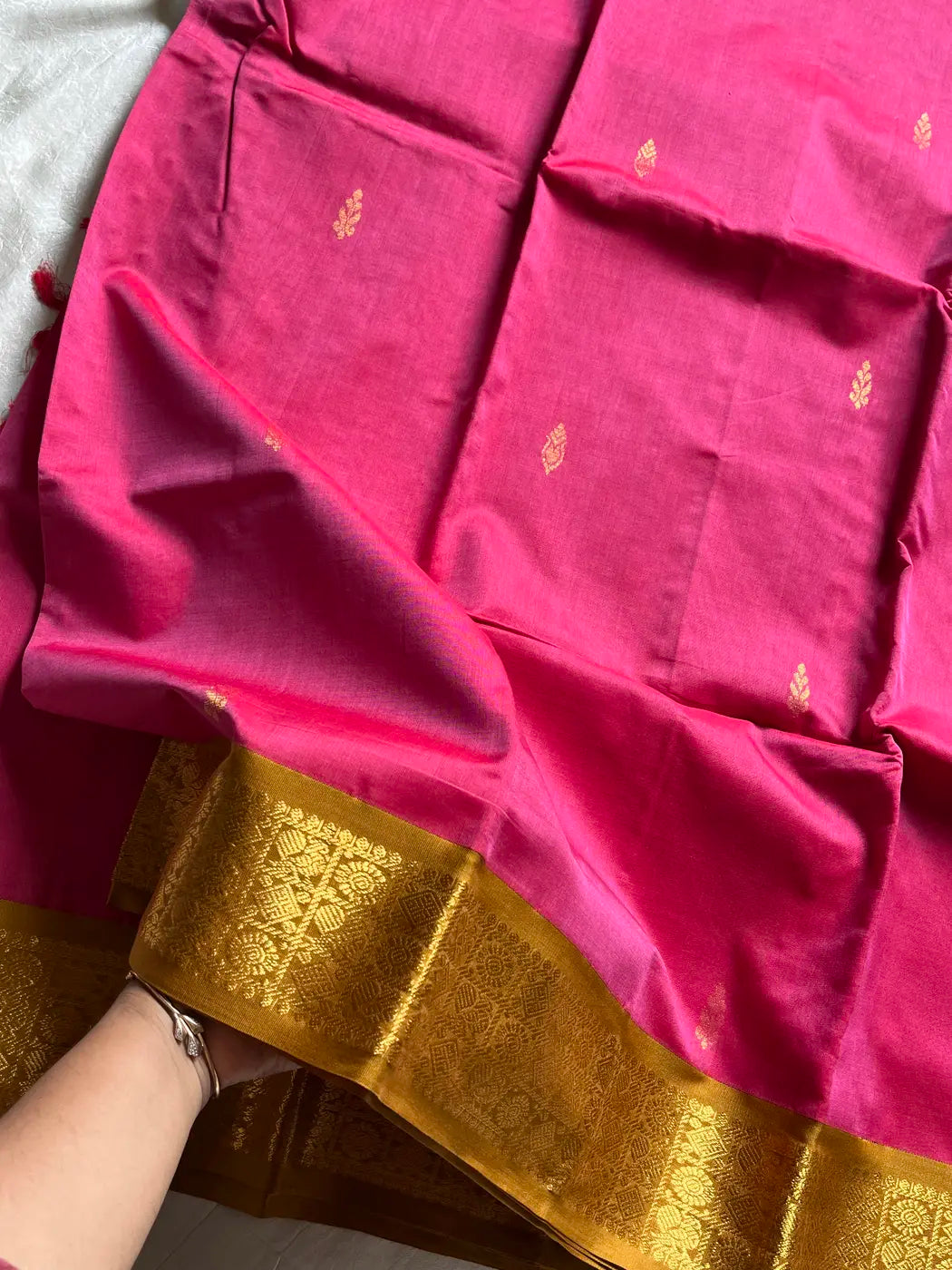 Throne Edit – Pink & Yellow 120 Counts Mercerised Chettinadu Cotton Saree