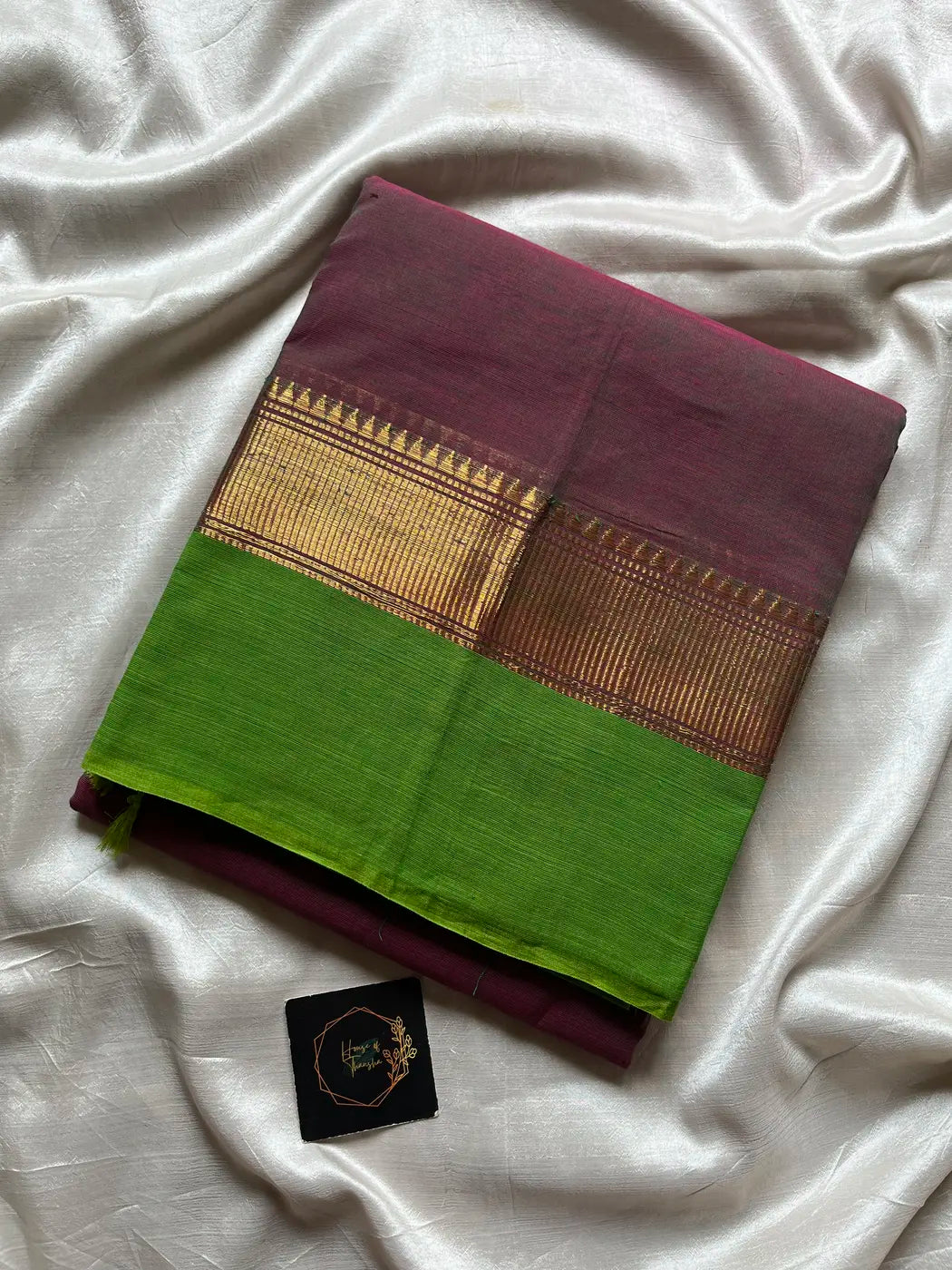 Subtle Weaves | Woodland Rose & Green Chettinadu Cotton Saree