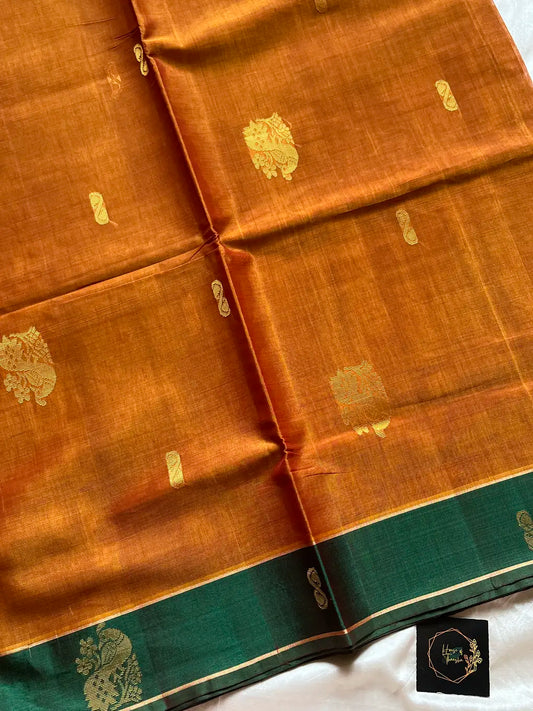Vegan Silk Saree – Golden Ochre Handloom Art Silk