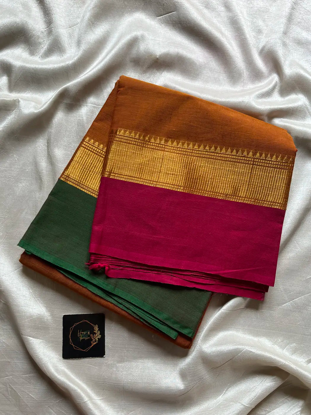 Subtle Weaves | Muted Orange Chettinadu Cotton Saree
