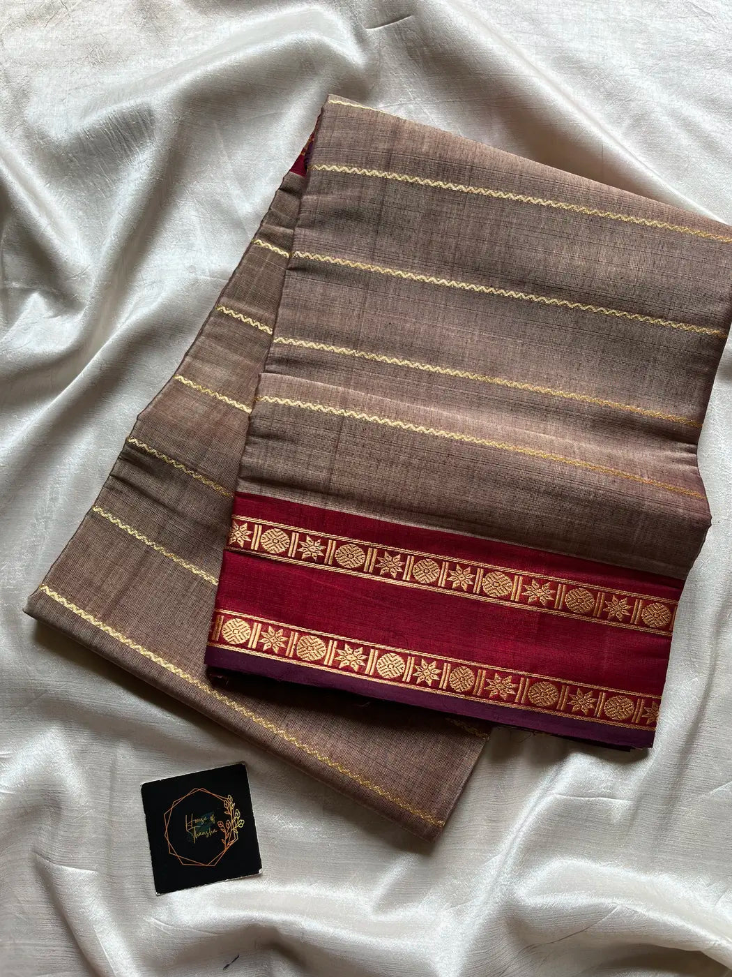 Devendra Saree – Mocha Taupe | Handloom Vegan silkcotton