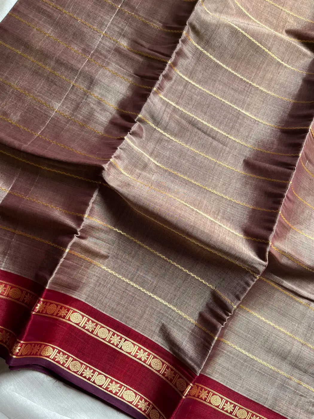 Devendra Saree – Mocha Taupe | Handloom Vegan silkcotton