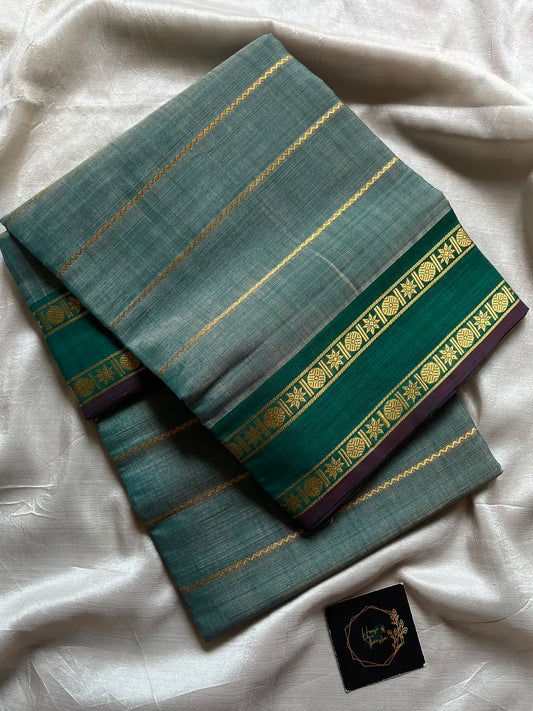 Devendra Saree – Sage Teal | Handloom Vegan silkcotton