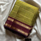 Devendra Saree – Golden Olive | Handloom Vegan silkcotton