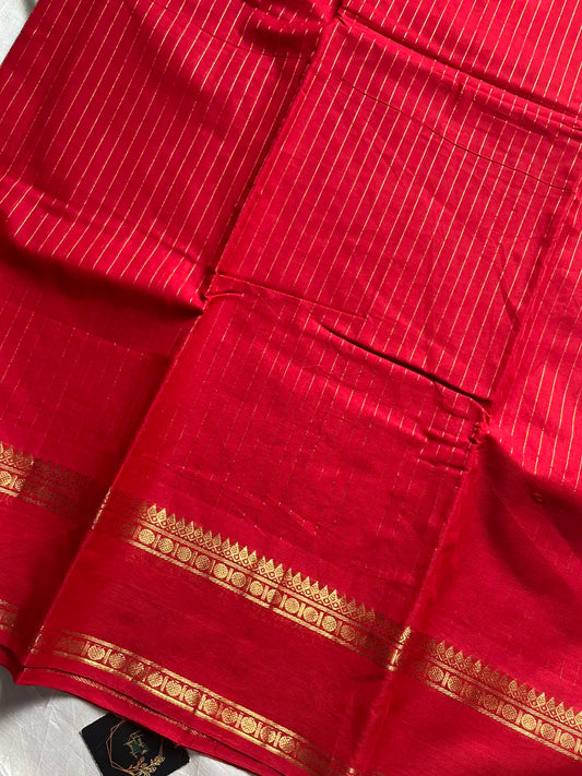 Zari Edition | Red Kanchi Cotton Saree