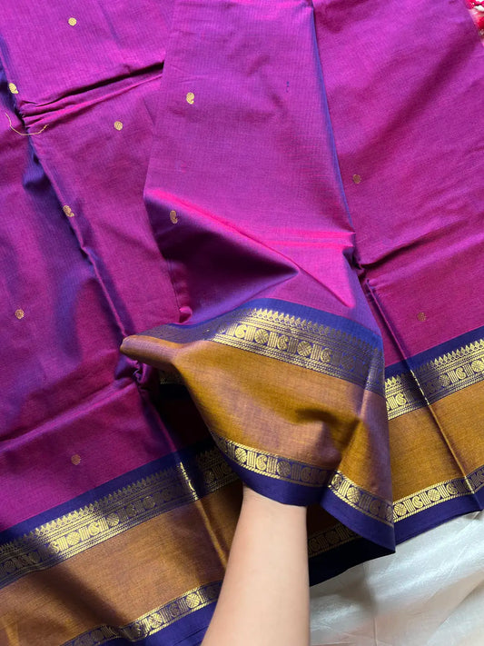 Throne Edit – Magenta Purple 120 Counts Mercerised Kanchi Cotton Saree