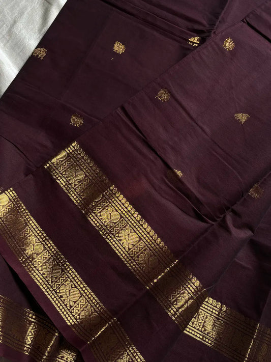 Throne Edit – Deep Coffee Brown Chettinadu Cotton Saree (Preorder)