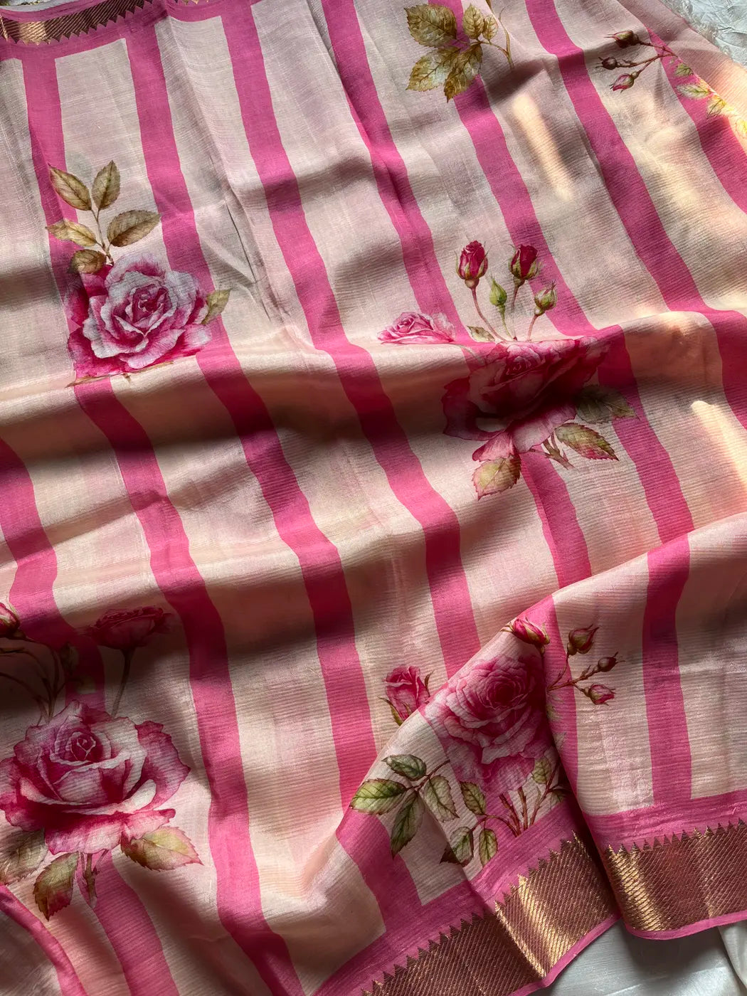 Mangalagiri Silkcotton Saree - Rose Blush